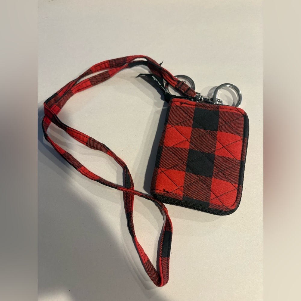 Vera Bradley Red Plaid Lanyard Wallet with Keyring
